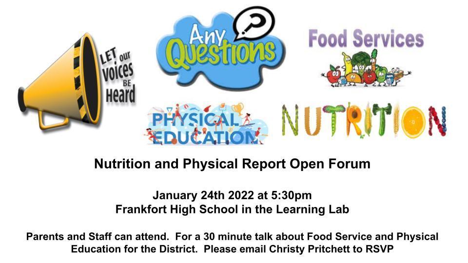 Nutrition and Physical Report Open Forum